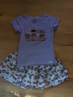 cheeky plum Lavender Tee and Floral Truck Skirt Set